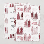 Rode en witte  Mode Franse toile Kaart (Voorkant / Achterkant)