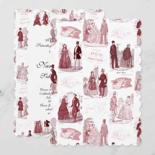 Rode en witte  Mode Franse toile Kaart (Voorkant / Achterkant)