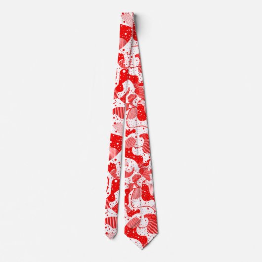 Rode en witte moderne Abstracte geometrische kunst Stropdas (Achterkant)