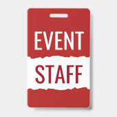 Rode en witte moderne evenementen personeels badge (Achterkant)