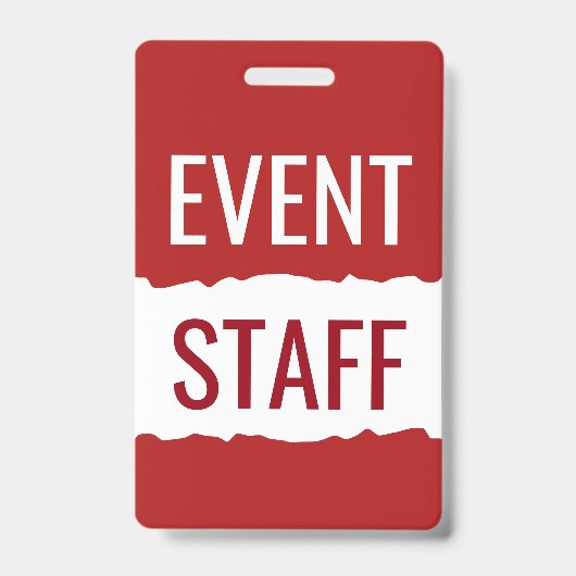 Rode en witte moderne evenementen personeels badge (Voorzijde)