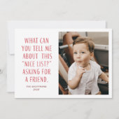 Rode en Witte Nice List Vraag het een vriend Grapp Feestdagenkaart (Voorkant)