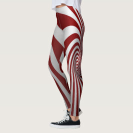 Rode en Witte Optische Illusie Leggings