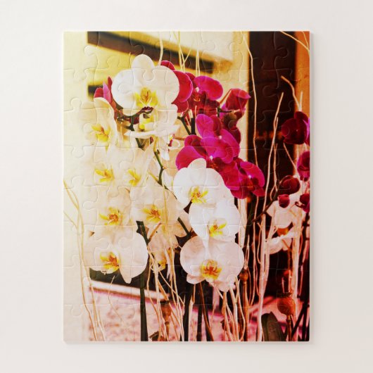 Rode en witte orchideeën legpuzzel (Verticaal)