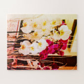 Rode en witte orchideeën legpuzzel (Horizontaal)
