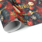 Rode en witte Ornamenten Kerst Cadeaupapier (Rol Hoek)