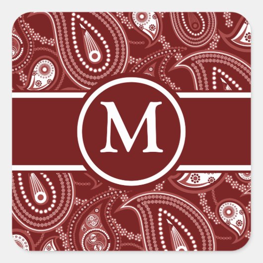 Rode en witte Paisley Vierkante Sticker (Voorkant)
