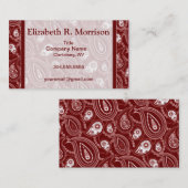 Rode en witte paisley visitekaartje (Voorkant / Achterkant)