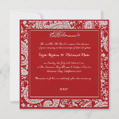 Rode en witte paisleymoslimbruiloft kaart (Voorkant)