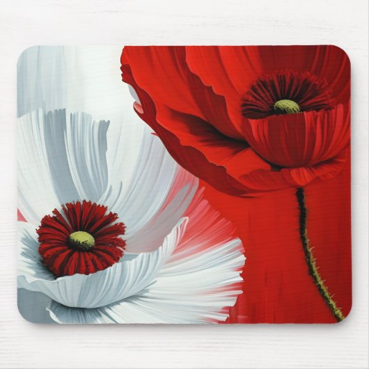 Rode en witte papavers muismat (Voorkant)