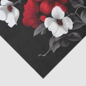 Rode en witte papavers op zwarte decoupage tissuepapier (Detail)