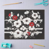 Rode en witte papavers op zwarte decoupage tissuepapier (Craft)