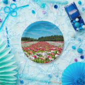 Rode en witte papavervelden papieren bordje (Feest)