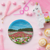 Rode en witte papavervelden papieren bordje (Feest)