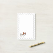 Rode En Witte Papillon Cartoon Hond Met Pootafdruk Post-it® Notes (Op bureau)