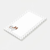 Rode En Witte Papillon Cartoon Hond Met Pootafdruk Post-it® Notes (Schuin)