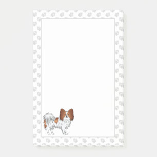 Rode En Witte Papillon Cartoon Hond Met Pootafdruk Post-it® Notes