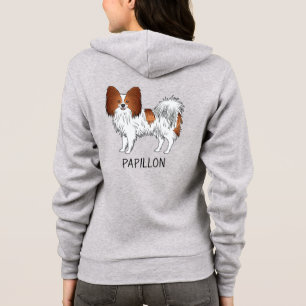 Rode En Witte Papillon Cartoon Hond Met Tekst Hoodie