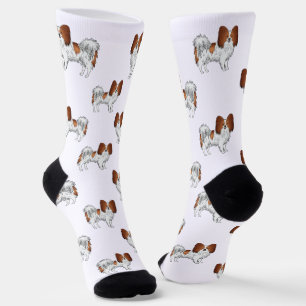 Rode en witte papillon Cute Cartoon Dog Patroon Sokken