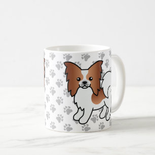 Rode en witte papillon Cute Cartoon Dog & Paws Koffiemok