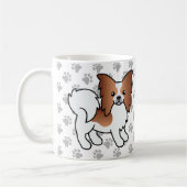 Rode en witte papillon Cute Cartoon Dog & Paws Koffiemok (Links)