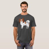 Rode en witte papillon Cute Cartoon Dog Tekening T-shirt (Voorkant volledig)