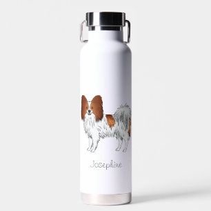 Rode En Witte Papillon Cute Hond Met Aangepaste Na Waterfles