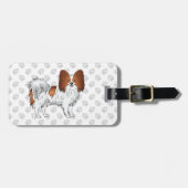 Rode En Witte Papillon Cute Hond Met Aangepaste Te Bagagelabel (Voorkant horizontaal)