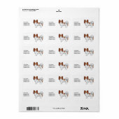Rode En Witte Papillon Cute Hond Met Aangepaste Te Etiket (Full Sheet)
