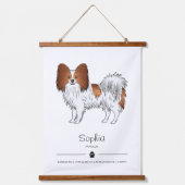 Rode En Witte Papillon Cute Hond Met Aangepaste Te Hangend Wandkleed (Voorkant)