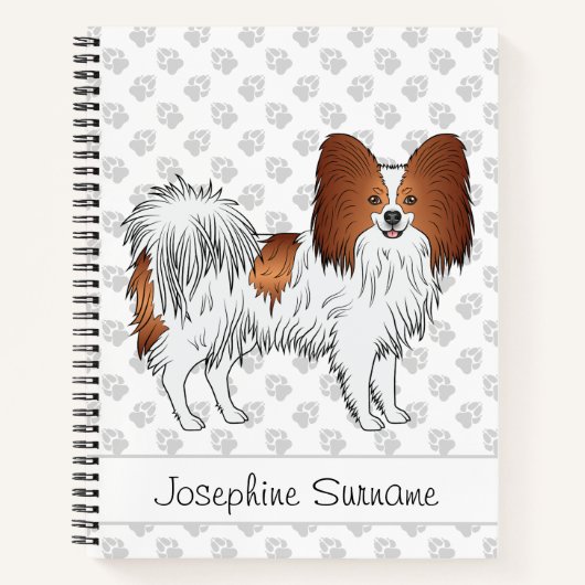 Rode En Witte Papillon Cute Hond Met Aangepaste Te Notitieboek (Voorkant)