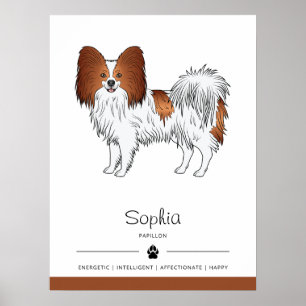 Rode En Witte Papillon Cute Hond Met Aangepaste Te Poster