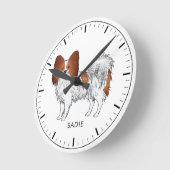 Rode En Witte Papillon Cute Hond Met Aangepaste Te Ronde Klok (Hoek)
