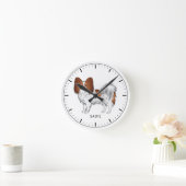 Rode En Witte Papillon Cute Hond Met Aangepaste Te Ronde Klok (Huis)