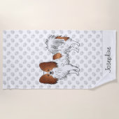 Rode En Witte Papillon Cute Hond Met Aangepaste Te Strandlaken (Voorkant)