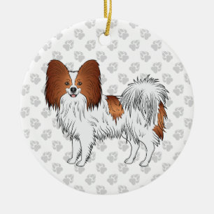 Rode En Witte Papillon Cute Hond Met Pootjes Keramisch Ornament