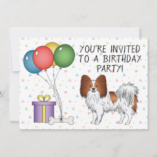 Rode En Witte Papillon Cute Hond - Verjaardag Kaart