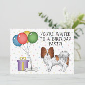 Rode En Witte Papillon Cute Hond - Verjaardag Kaart (Staand voorkant)
