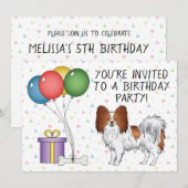 Rode En Witte Papillon Cute Hond - Verjaardag Kaart (Voorkant / Achterkant)