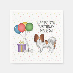 Rode En Witte Papillon Cute Hond - Verjaardag Servet
