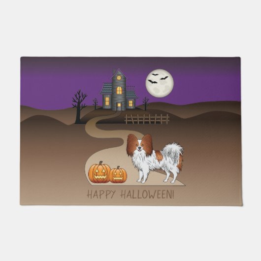 Rode En Witte Papillon & Halloween Spokenhuis Deurmat (Voorkant)