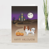 Rode En Witte Papillon & Halloween Spokenhuis Kaart (Voorkant)