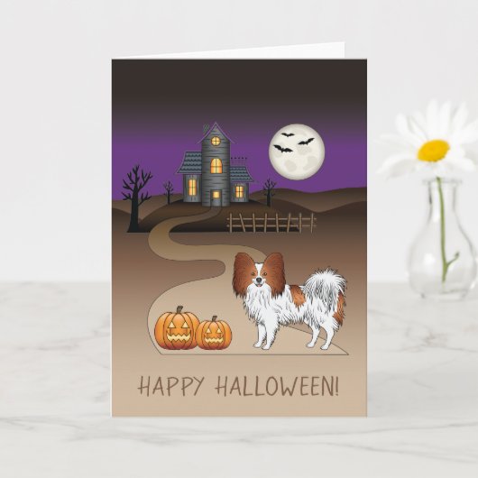 Rode En Witte Papillon & Halloween Spokenhuis Kaart (Kleine Plant)