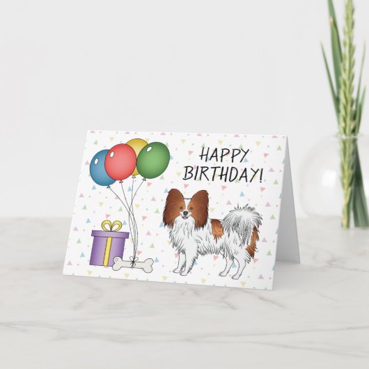 Rode En Witte Papillon Hond Gefeliciteerd Kaart (Voorkant)