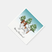 rode en witte papillon-koedog in het winterbos servet (Hoek)