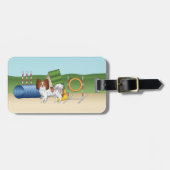 Rode En Witte Papillon Met Agility Apparatuur Bagagelabel (Voorkant horizontaal)