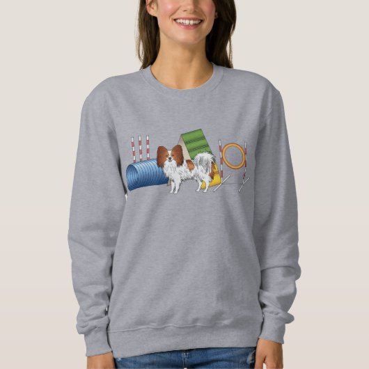 Rode En Witte Papillon Met Agility Apparatuur Trui (Voorkant)