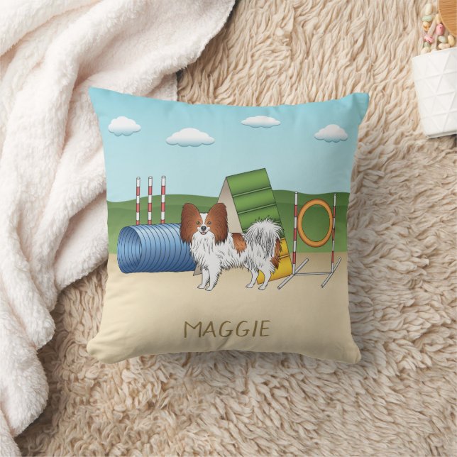 Rode En Witte Papillon Met Agilityapparatuur Kussen (Deken)