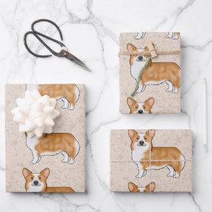 Rode En Witte Pembroke Welsh Corgi Hond Kunst Patr Inpakpapier Vel