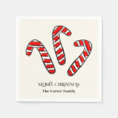 Rode en witte pepermunt Candy Cane Kerstmis Servet (Voorkant)